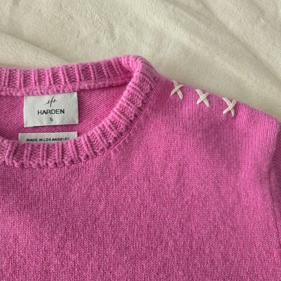 Harden 100% Cashmere Sweater S Pink US Made Luxury Soft Knit Crew Neck Designer - Picture 6 of 11